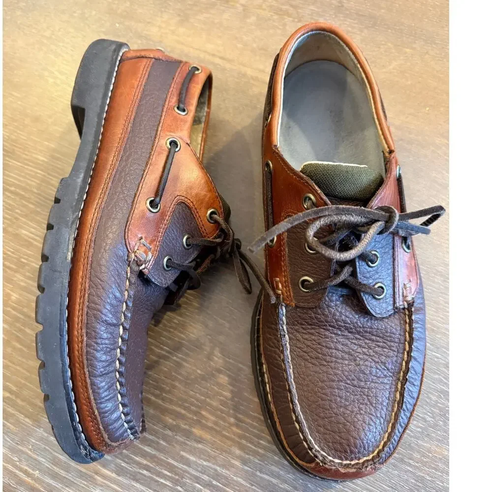 L.L. Bean Men's Allagash Bison Leather Handsewn Oxfords Loafers Shoes 8.5 D